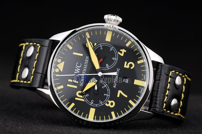 iwc replica 8 days power reserve yellow ll strip leather orologio imitazione - immagine 6
