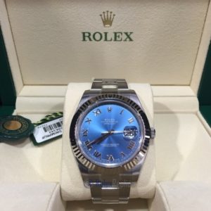 Alternative view of rolex replica datejust acciaio 41mm blu dial roman oyster orologio imitazione