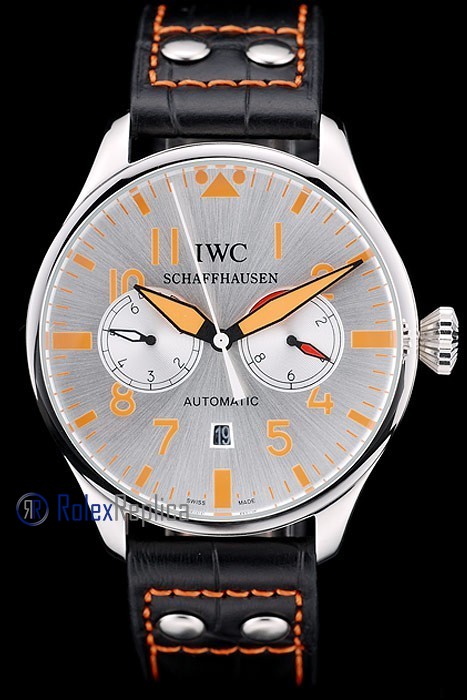 iwc replica 8 days power reserve argentèè strip leather orologio imitazione - immagine 2