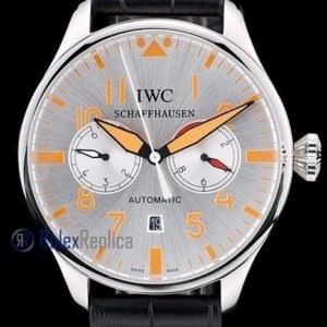 iwc replica 8 days power reserve argentèè strip leather orologio imitazione