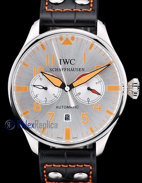 iwc replica 8 days power reserve argentèè strip leather orologio imitazione