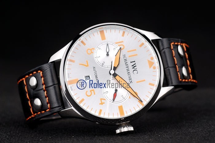 iwc replica 8 days power reserve argentèè strip leather orologio imitazione - immagine 5