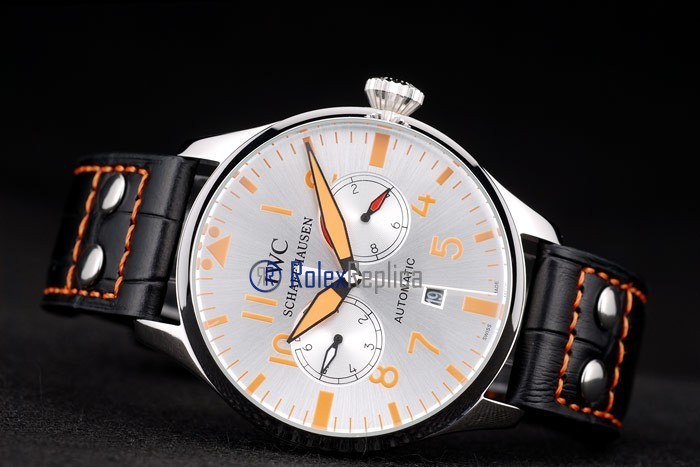 iwc replica 8 days power reserve argentèè strip leather orologio imitazione - immagine 6