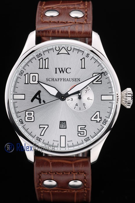 iwc replica 8 days power reserve acciaio argentèè dial strip leather orologio imitazione - immagine 2