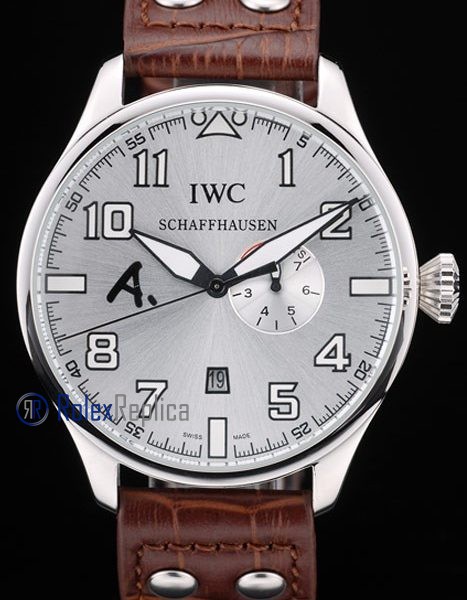 iwc replica 8 days power reserve acciaio argentèè dial strip leather orologio imitazione