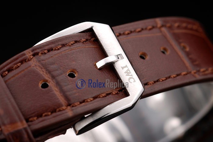 iwc replica 8 days power reserve acciaio argentèè dial strip leather orologio imitazione - immagine 7