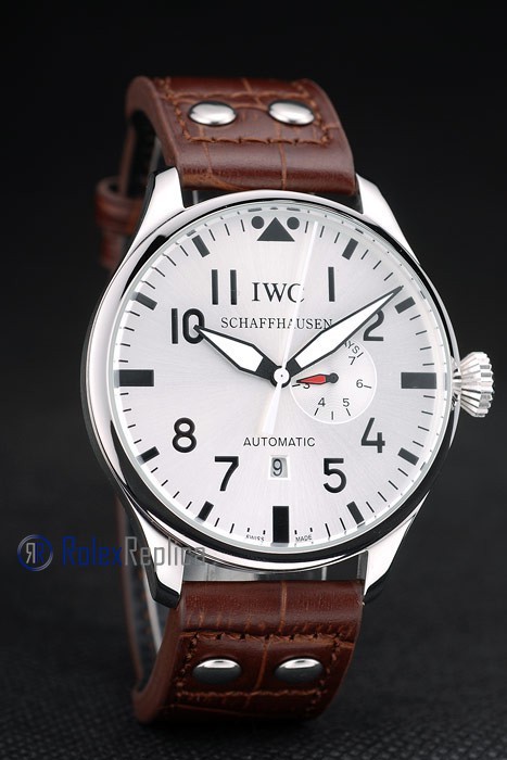 iwc replica 8 days power reserve acciaio white dial strip leather orologio imitazione - immagine 4