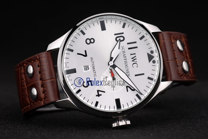 iwc replica 8 days power reserve acciaio white dial strip leather orologio imitazione - immagine 5