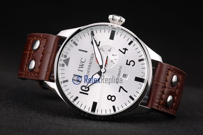 iwc replica 8 days power reserve acciaio white dial strip leather orologio imitazione - immagine 6