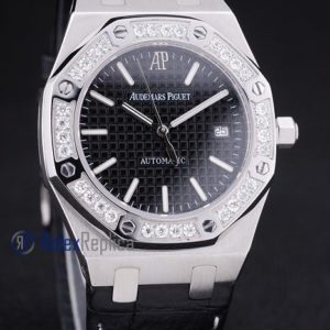 audemars piguet replica royal oak jumb black dial strip leather imitazione copia