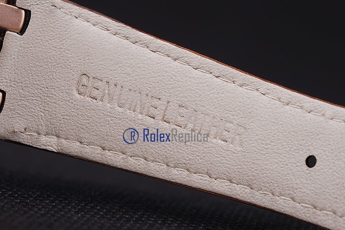 audemars piguet replica royal oak jumb rose gold white dial strip leather brown imitazione copia - immagine 7