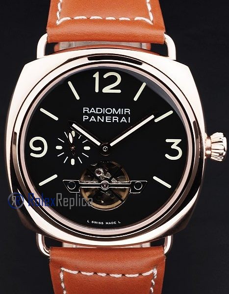 Panerai replica radiomir tourbillon acciaio cuoio black dial imitazione copia
