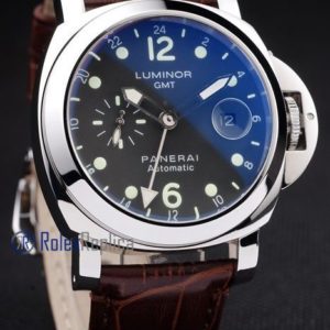 Panerai replica luminor GMT acciaio strip leather brown imitazione copia