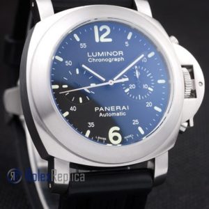 Alternative view of Panerai replica luminor chronograph acciaio strip rubber imitazione copia