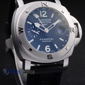 Alternative view of Panerai replica luminor GMT arktos acciaio strip rubber imitazione copia