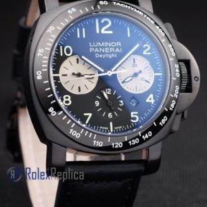 Alternative view of Panerai replica luminor daylight chrono pro-hunter pvd strip leather imitazione copia