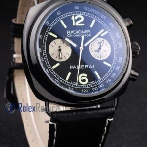 Panerai replica radiomir chronograph dial panda pro-hunter pvd strip leather imitazione copia