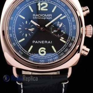 Alternative view of Panerai replica radiomir chronograph rose gold strip leather black imitazione copia