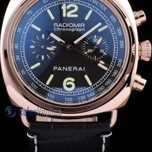 Panerai replica radiomir chronograph rose gold strip leather black imitazione copia