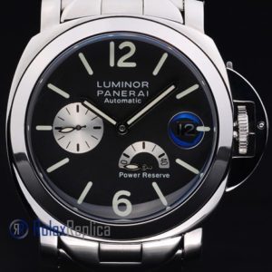 Alternative view of Panerai replica luminor marina power reserve acciaio black dial imitazione copia