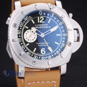 Alternative view of Panerai replica luminor marina submersible depth gauge acciaio strip leather imitazione copia