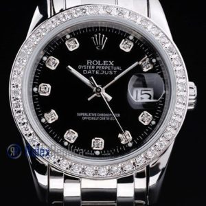 rolex replica datejust black full brillantini orologio imitazione