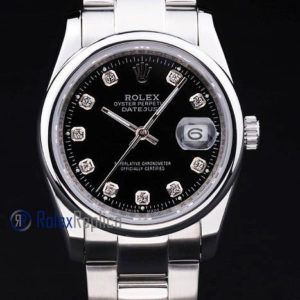 rolex replica datejust black brillantini ghiera liscia orologio imitazione