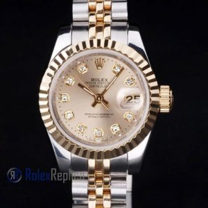 Alternative view of rolex replica datejust lady acciaio oro brillantini orologio imitazione