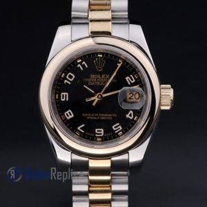 Alternative view of rolex replica datejust lady acciaio oro black arab orologio imitazione