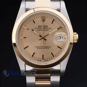 Alternative view of rolex replica datejust acciaio oro barrette ghiera liscia orologio imitazione