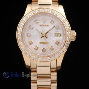 Alternative view of rolex replica datejust lady oro full brillantini centenario orologio imitazione