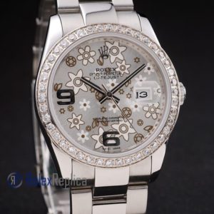 Alternative view of rolex replica datejust acciaio flower argentèè orologio imitazione