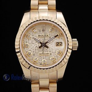Alternative view of rolex replica datejust lady oro full centenario brillantini orologio imitazione