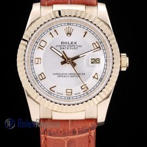 Alternative view of rolex replica datejust oro giallo strip leather orologio imitazione
