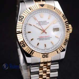 Alternative view of rolex replica turn-o-graph acciaio oro white imitazione orologio