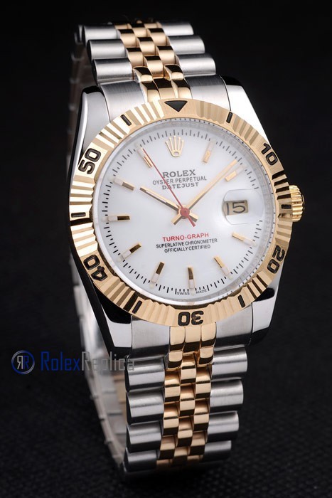 rolex replica turn-o-graph acciaio oro white imitazione orologio - immagine 2