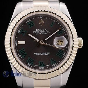 Alternative view of rolex replica datejust acciaio oro ardesia green roman orologio imitazione