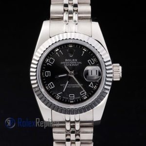 Alternative view of rolex replica datejust lady acciaio black arab orologio imitazione