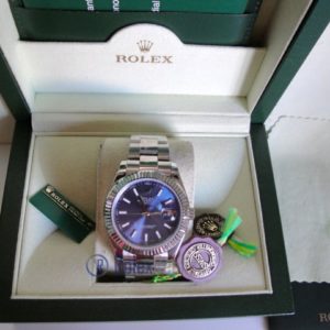 Alternative view of rolex replica datejust acciaio blu barrette oyster orologio imitazione