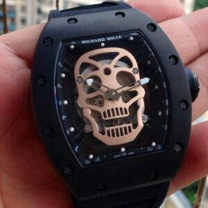 richard mille replica skull nano ceramic pvd pro-hunter skeletron strip rubber-b