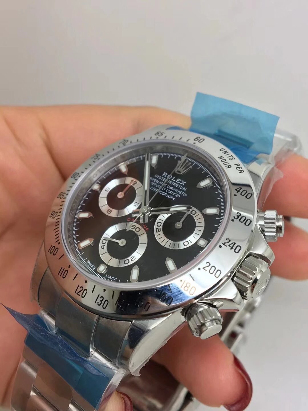 rolex replica daytona crono classic black dial orologio replica copia imitazione - immagine 4