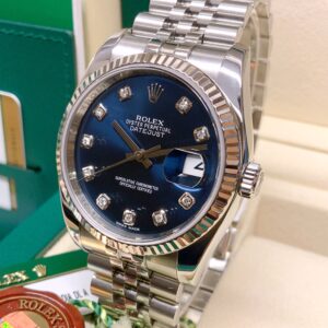 Alternative view of rolex replica datejust blu brillantini orologio imitazione
