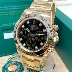 Alternative view of Rolex replica Daytona 116508 Yellow Gold black diamond dial