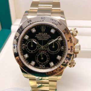 Rolex replica Daytona 116508 Yellow Gold black diamond dial