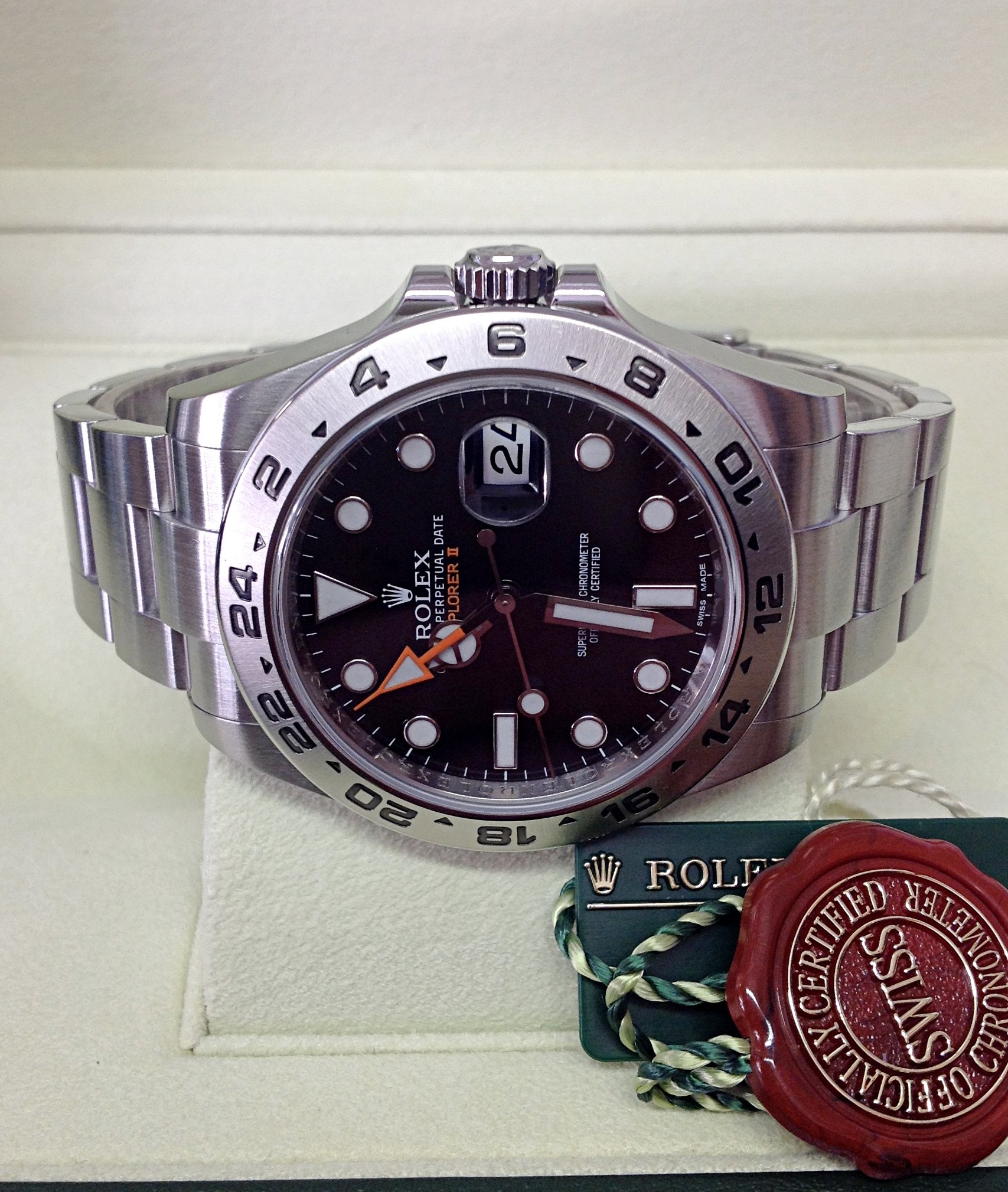 rolex replica explorer II acciaio big 42mm black dial orologio replica copia lusso imitazione - immagine 4