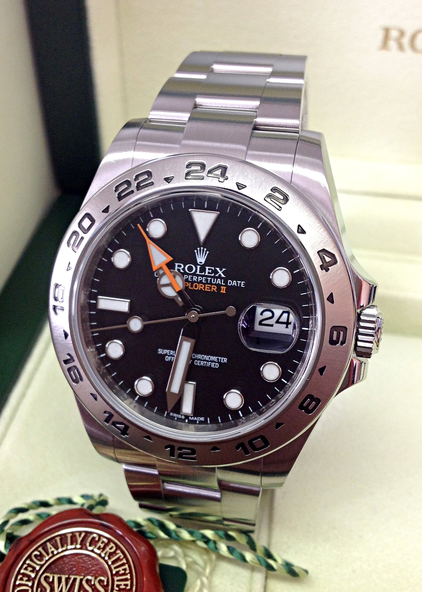 rolex replica explorer II acciaio big 42mm black dial orologio replica copia lusso imitazione - immagine 5