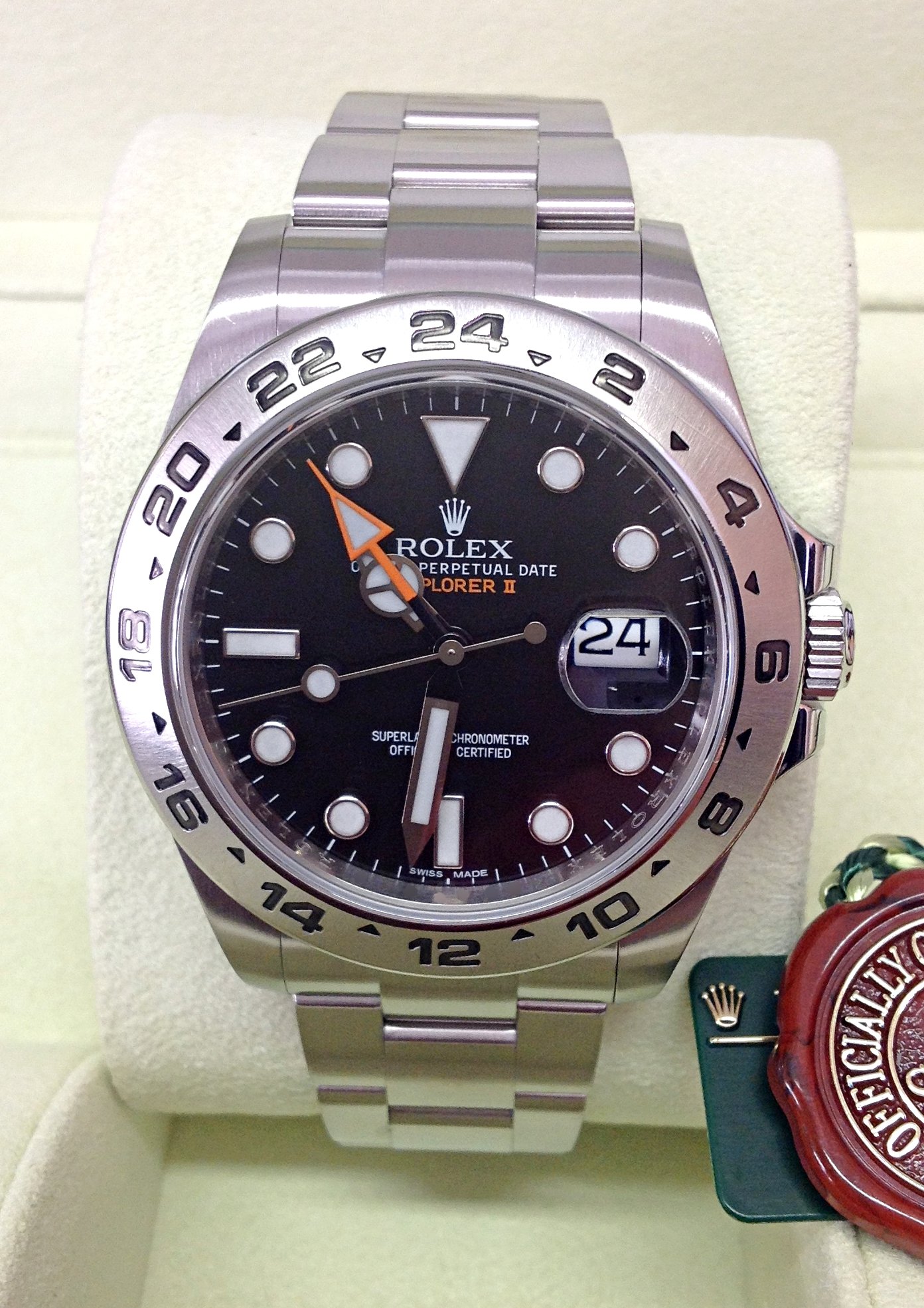 rolex replica explorer II acciaio big 42mm black dial orologio replica copia lusso imitazione - immagine 6