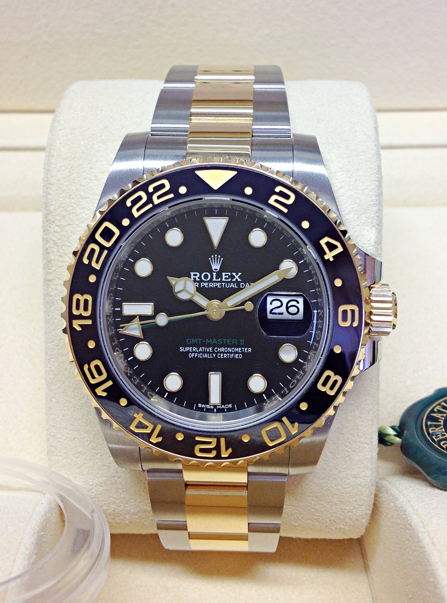rolex replica GMT master II acciaio oro ceramica black dial orologio replica - immagine 4
