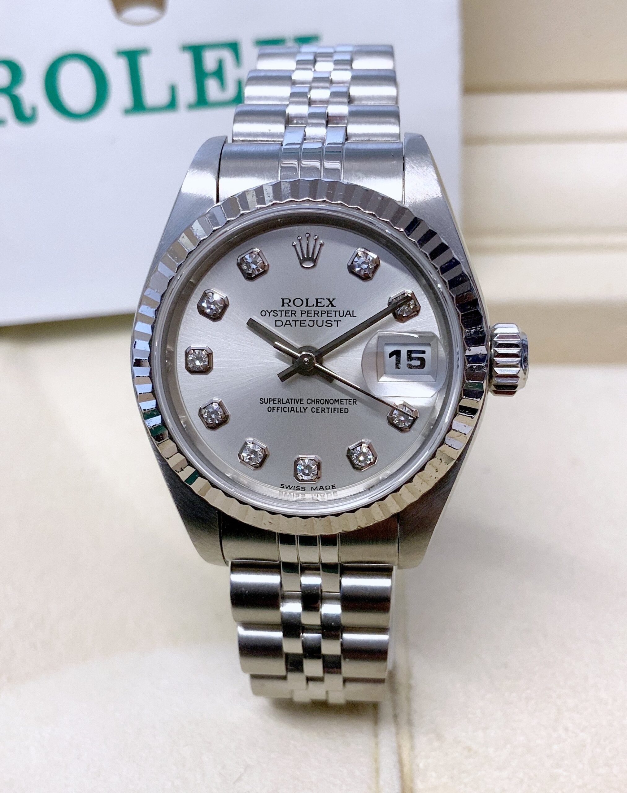 Rolex replica datejust lady acciaio argentèè brillantini orologio imitazione