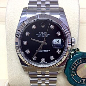 Alternative view of rolex replica datejust black brillantini orologio imitazione